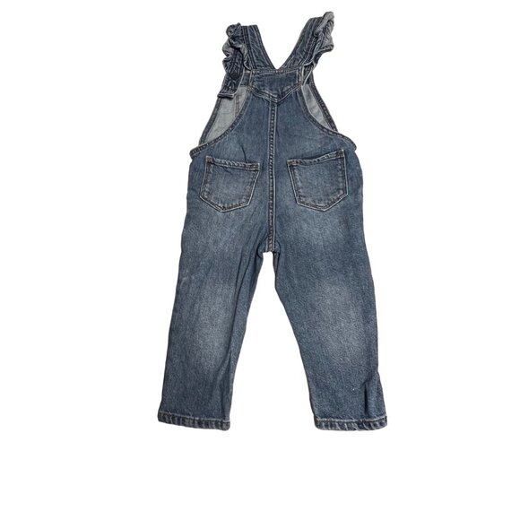 Gap Denim Overalls Ruffle Strap Infant Girls Size 18-24 months Medium Wash  Exce - Picture 3 of 8